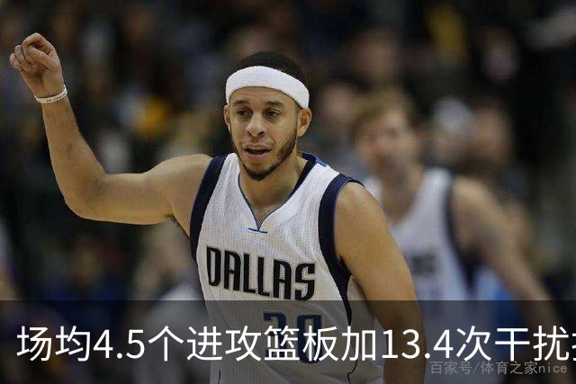 场均4.5个进攻篮板加13.4次干扰投篮，这两项他都排NBA第一
